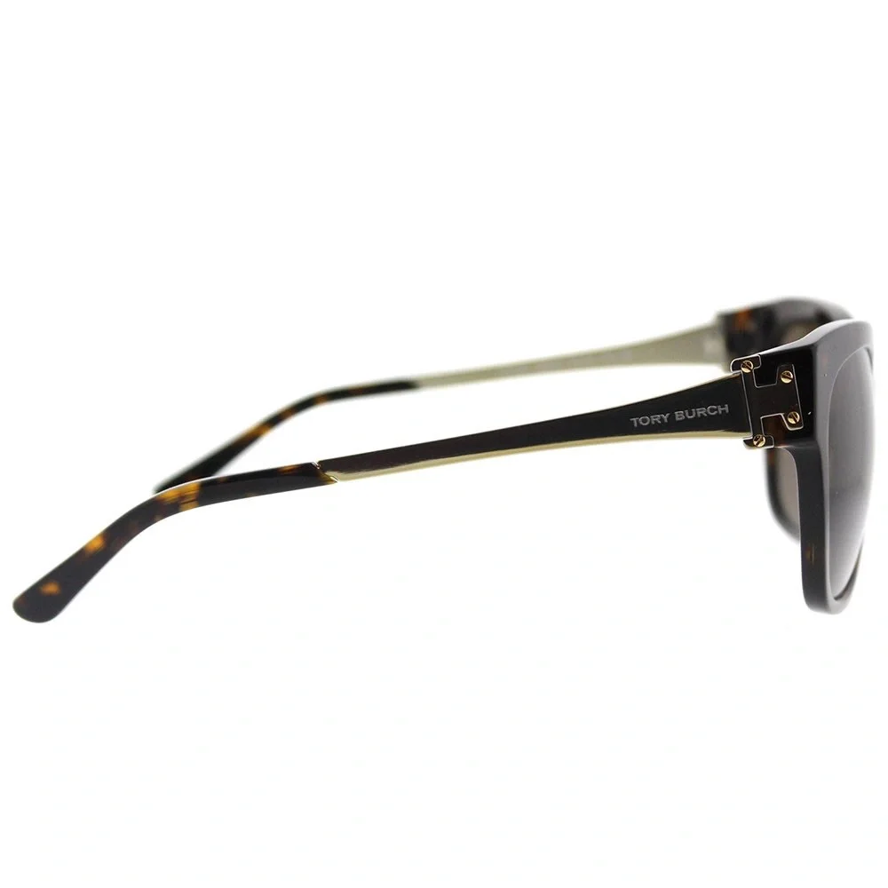 TORY BURCH Sunglasses Havana Tortoise Square Gold Frame Brown Lens NWT